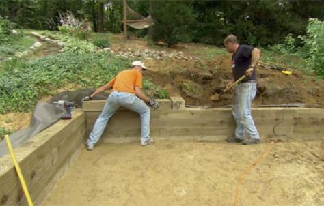 Timber Retaining Wall, Cheap Retaining Wall, Small Retaining Wall, Sleeper Retaining Wall, Wood Retaining Wall, Building A Retaining Wall, Landscaping Around House, Landscape Timbers, Yard Landscaping Simple