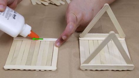 How to Build a Popsicle House: 13 Steps (with Pictures) - wikiHow Popsicle House, Doll House For Boys, Popsicle Stick Crafts House, Popsicle Stick Houses, Hamster Diy, Diy Popsicle Stick Crafts, Diy Popsicle, Popsicle Crafts, Bird House Kits