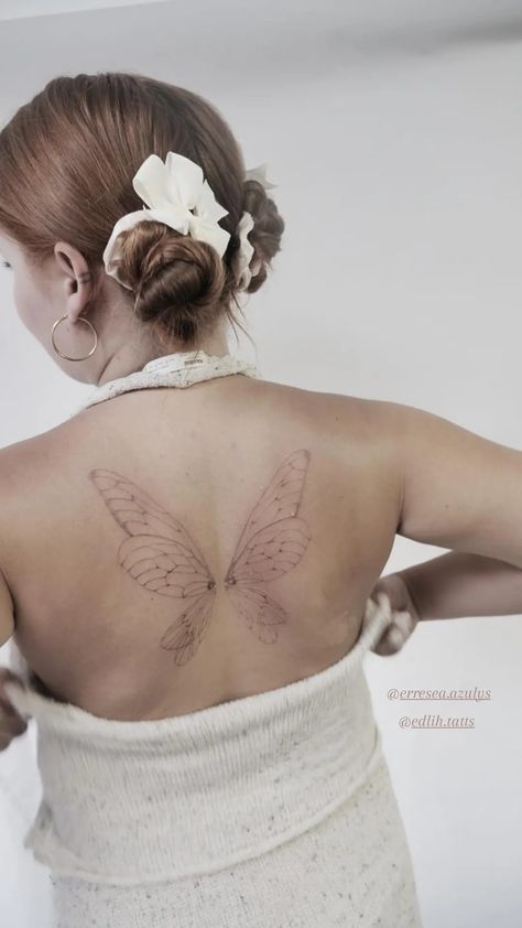 Fairy Wing Tattoos On Back, Fairy Wings Back Tattoo, Fairy Wings Tattoo, Fairy Wing Tattoos, Fairy Tattoos, Wing Tattoos On Back, Wing Tattoos, Bee Wings, Wing Tattoo Designs