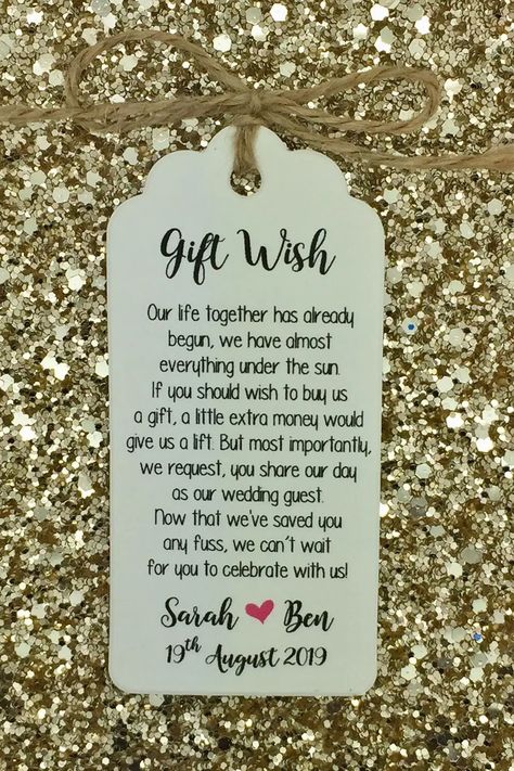 Wedding Money Poems: How to Ask for Cash Instead of Gifts - hitched.co.uk - hitched.co.uk Wishing Well Poems, Wedding Gift Poem, Money Poem, Wishing Well Wedding, Honeymoon Wish, Wedding Gift Money, Wedding Fund, Gift Money, Gifts For Wedding