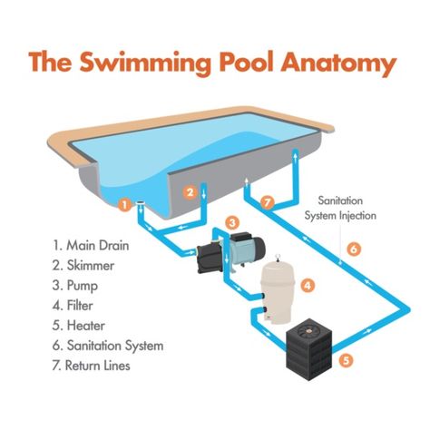 A Pool Owner’s Guide: The Roles of Your Swimming Pool Equipment Pad Pool Plumbing Diagram, Swimming Pool Plumbing Diagram, Swimming Pool Plumbing, Swimming Pool Cost, Overflow Pool, Plumbing Diagram, Plumbing Layout, Pool Plumbing, Swimming Pool Heaters