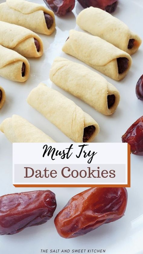 Rolled Date Filled Cookies, Cookie Recipes Using Dates, Biscuit Filled Recipes, Dates Biscuits Recipe, Rolled Date Cookies, Date Swirl Cookies, Preppy Kitchen Recipes Cookies, Date Pastry Recipe, Date Cookies Recipes Simple