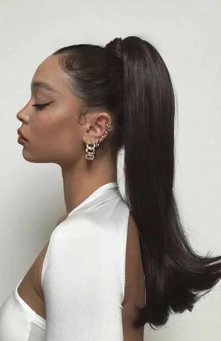 High Ponytail Hairstyles, Hair Ponytail Styles, Sleek Ponytail, Sleek Hairstyles, Ponytail Styles, Long Black Hair, Baddie Hairstyles, Aesthetic Hair, العناية بالشعر