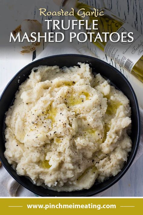 Truffle Mashed Potatoes, Truffle Oil Recipes, Mashed Potatoes Recipe, Truffle Butter, Creamed Potatoes, Mashed Potato Recipes, Truffle Recipe, Truffle Oil, Pinch Me