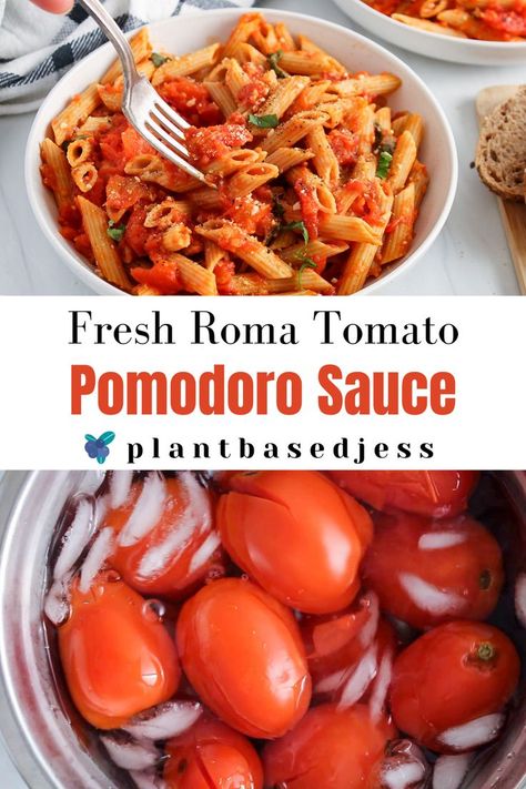 Dinner With Roma Tomatoes, How To Use Up Roma Tomatoes, Pasta Sauce Recipes Roma Tomato, Fresh Plum Tomato Recipes, Authentic Italian Spaghetti Sauce From Fresh Tomatoes, Recipes With Fresh Roma Tomatoes, Fresh Plum Tomato Sauce, Roma Tomato Spaghetti Sauce, Home Made Pasta Sauce With Fresh Tomatoes