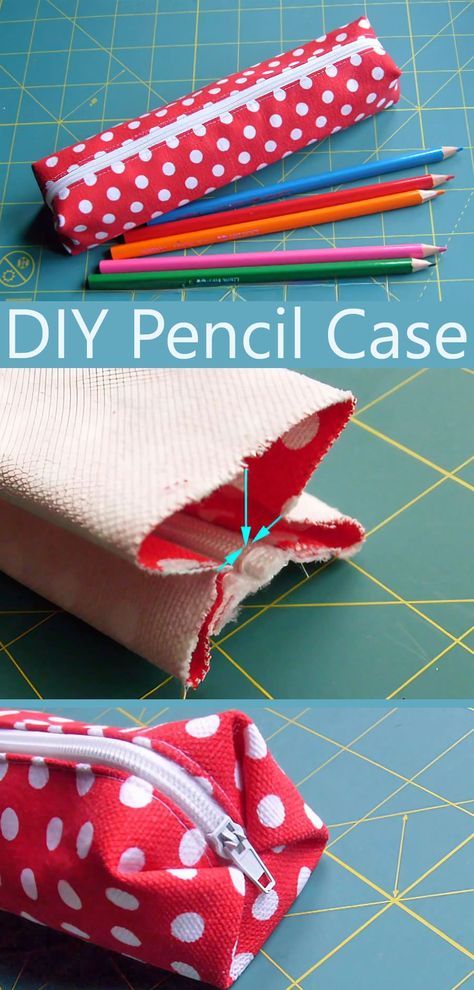 Easy Pencil Case Tutorial Easy Pencil Pouch Sew, Easy Sew Pencil Case, Flat Pencil Case Pattern, Pencil Holder Sewing Pattern, Zipper Pencil Case Pattern, Sewing Pattern Pencil Case, Free Pencil Case Pattern, Pencil Pouch Pattern Free, Easy Pencil Case Sewing Pattern