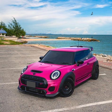 Modded Mini Cooper, Mini Cooper Wrap Ideas, Purple Mini Cooper, Grey Mini Cooper, Pink Mini Cooper, Mini Cooper Aesthetic, Pink Mini Coopers, Mini Cooper Wallpaper, Mini Cooper Accessories