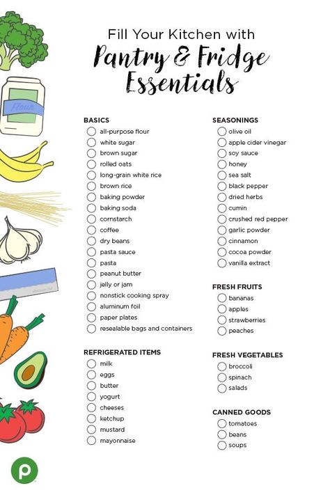 Fridge Essentials, First Apartment Tips, House Checklist, New Home Essentials, First Apartment Essentials, Check Lists, New Home Checklist, First Apartment Checklist, Pantry Fridge