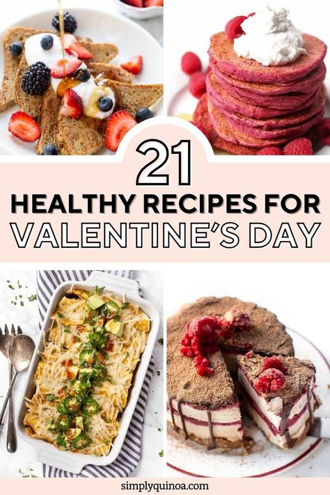 Here are 21 Healthy Recipes for Valentine’s Day. We've got breakfast, dinner, and dessert recipes so you're covered all day long. We've made it a tradition to have home-cooked meals on Valentine's Day and we actually love it. If you are looking for some romantic recipe inspiration, you're in the right place! Healthy Valentines Dinner, Valentines Day Recipes, Quinoa Breakfast Bars, Raspberry Chocolate Chip, Valentines Breakfast, Banana Baked Oatmeal, Healthy Valentines, Chocolate Dipped Fruit, Simply Quinoa