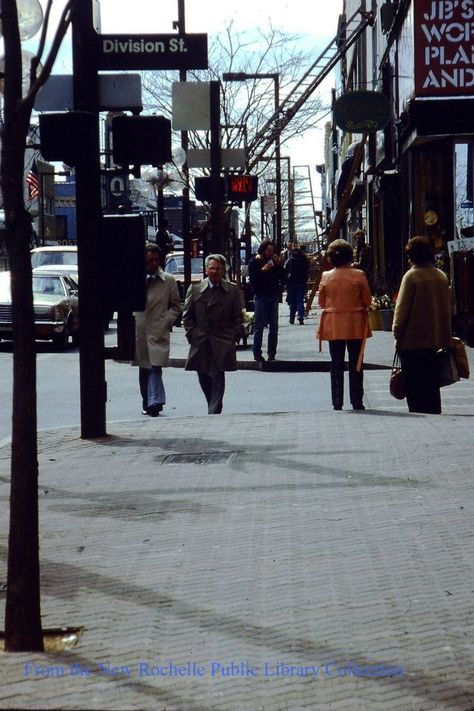 Main St & Division St in New Rochelle in early 80s. New Rochelle New York, Richy Mitch And The Coal Miners, South Bronx 1970s, 1970s New York City, New Rochelle, Yellow Cabs, Rochester New York, White Plains, Interesting History