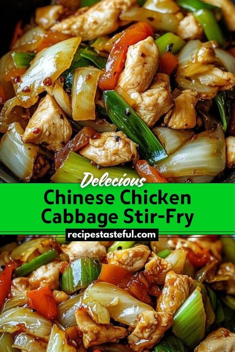 This Chinese Chicken Cabbage Stir-Fry is a quick and easy dish perfect for a weeknight dinner. Packed with tender chicken, crunchy cabbage, and a savory garlic butter sauce, it will satisfy your taste buds. The Best Stir Fry Recipes, Chicken And Cabbage Stirfry, Fried Cabbage With Chicken, Chinese Chicken And Cabbage Stirfry, Keto Chinese Chicken Cabbage Stir Fry, Chicken Cabbage Stir Fry Healthy, Recipes With Frozen Stir Fry Vegetables, Delicious Stir Fry Recipes, Chinese Chicken Cabbage Stir Fry Healthy