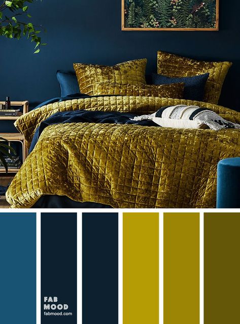 Bedroom color scheme ideas will help you to add harmonious shades to your home which give variety and feelings of calm. From beautiful wall colors... Navy Bedrooms, Teenage Room Decor, Dark Blue Bedrooms, Navy Blue Bedrooms, Wedding Color Palettes, Themes Wedding, Colors Wedding, Gold Bedroom, Room Color Schemes