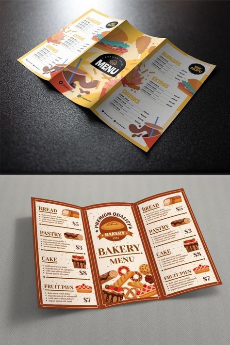 Canva Brochure Ideas Aesthetic, Illustration Menu Design, Vegetarian Menu Design, Brochure Menu Design, Takeout Menu Design, Menu Card Design Ideas, Menu Aesthetic Design, Pamplet Layout Design, Pamphlets Design Ideas