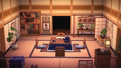 Japanese Home Animal Crossing, Japanese Homes Interior, Tradition Japanese House, Acnh Japanese Home Ideas, Acnh Japanese Interior Designs, Japanese Acnh Design, Acnh Japanese Home Interior, Animal Crossing Traditional Japanese, Traditional Japanese House Aesthetic