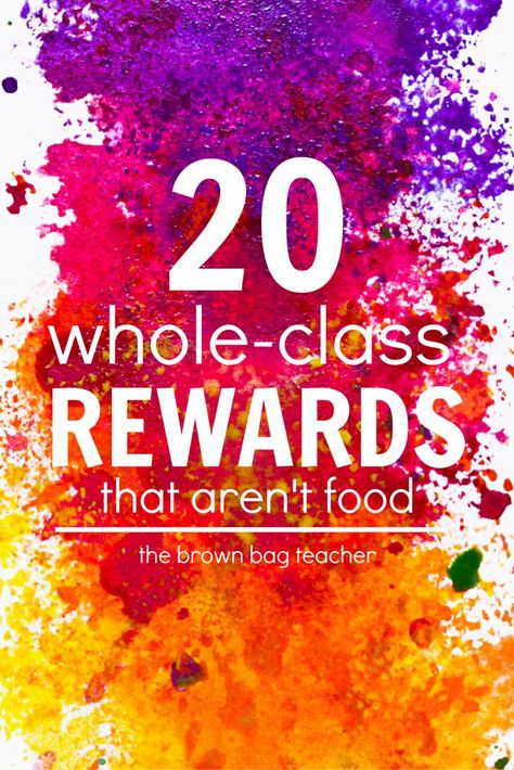 20 Whole-Class Rewards that Aren't Food. Perfect for positive behavior rewards and goal setting! (The Brown Bag Teacher) Pbis Incentives Elementary, Class Rewards That Are Free, Free Class Rewards, Kindergarten Incentive Ideas, Free Classroom Rewards, Pbis Rewards, Whole Class Rewards, Class Rewards, Positive Behavior Rewards