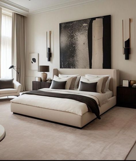 White Contemporary Bedroom, Contemporary Modern Bedroom, Cream And White Bedroom, Contemporary Bedroom Design, Modern Luxury Bedroom, Contemporary Bed, More Design, Woodworking Videos, Master Bedrooms Decor