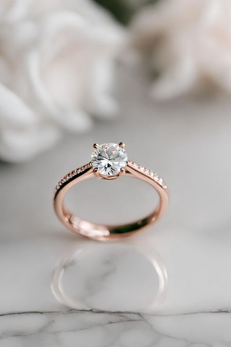 Engagement Rings Rose Gold Band, Simple Elegant Wedding Ring, Simple Elegant Engagement Rings, Engagement Rings Without Diamonds, Engaged Rings, Simple Solitaire Engagement Ring, Engagement Rings Simple Round, Rose Gold Engagement Ring Simple, Circle Engagement Rings