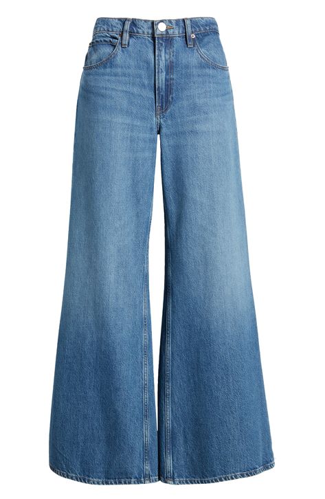 These '70s-inspired flared jeans are remade for today from premium nonstretch denim in a casual-chic dark wash. 32" inseam; 29" leg opening; 11" front rise Zip fly with button closure Five-pocket style 80% regenerative cotton, 20% recycled cotton Machine wash, dry flat Imported Flowy Jeans, Wild Leg Jeans, Baggy Flare Jeans, Flat Jeans, Casual Light Wash Wide-leg Flare Jeans, Faded Wide Leg Relaxed Fit Flare Jeans, Light Wash Wide-leg Flare Jeans, Vintage Relaxed Fit Wide Leg Flare Jeans, Wide Legged Pants