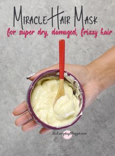 Best Diy Hair Mask, Hair Masks For Dry Damaged Hair, Damaged Curly Hair, Damaged Hair Diy, Overnight Hair Mask, Diy Hair Mask Damaged, Homemade Hair Treatments, Hair Mask Recipe, Homemade Hair Mask