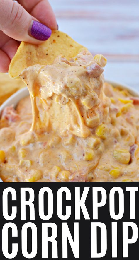 Corn Cream Cheese Dip Crockpot, Corn Dip Hot Crock Pot, Easy Crockpot Corn Dip, Dips In The Crockpot, Sweet Potato Chip Dip, Easy Dips For A Party Appetizers Crock Pot, Hot Chip Dip Recipes Crock Pot, Small Crock Pot Dips, Easy Dinner For Hosting