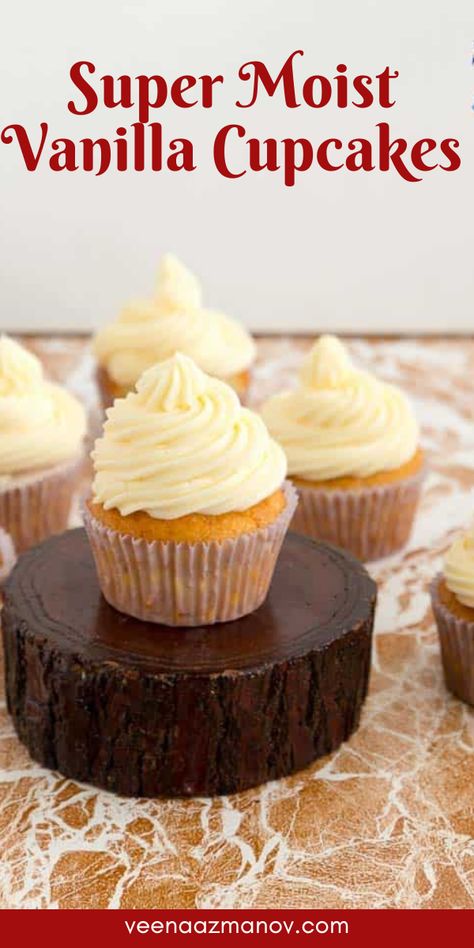 Light and moist vanilla cupcakes Moist Vanilla Cupcakes With Oil, Vanilla Cake Mix Cupcakes, Best Moist Vanilla Cupcakes, The Best Vanilla Cupcakes, Bakery Style Vanilla Cupcakes, Vanilla Cupcakes Moist, Homemade Cupcakes From Scratch, Cupcake Recipes Vanilla, Vanilla Cupcake Recipe From Scratch