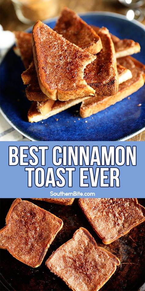 This is seriously the Best Cinnamon Toast you'll ever make! With just a few pantry ingredients, you'll have the perfect breakfast or snack for any time! It's so quick and easy, too! Cinnamon Toast Recipe, Pantry Ingredients, Cinnamon Toast, Quick And Easy Breakfast, Breakfast Breads, Toast Recipes, Breakfast Brunch Recipes, Perfect Breakfast, Breakfast Time