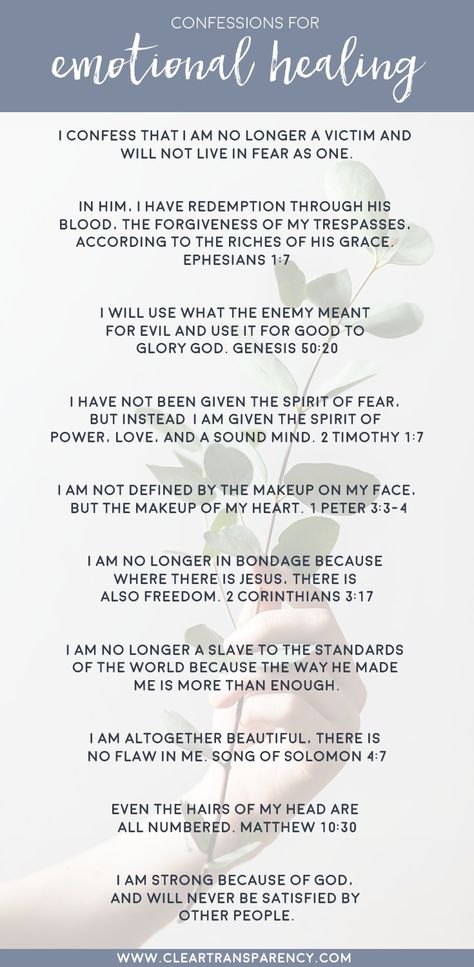 CONFESSION FOR EMOTIONAL HEALING Daily Declarations, Christian Woman Encouragement, Serving God, Biblical Scriptures, Motivational Scriptures, Christian Affirmations, Healing Affirmations, Affirmations Positive, Emotional Strength