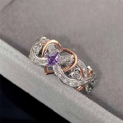 Amethyst Birthstone Ring, Amethyst Birthstone, Cheap Rings, Wedding Vision, Rose Gold Heart, Heart Shaped Rings, Rose Gold Band, Romantic Roses, Zircon Ring