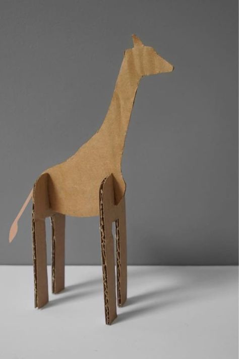 Wild Animals Projects For Kids, Cardboard Animals Template Cut Outs, Safari Themed Crafts, Cardboard Animals Template, 3d Cardboard Animals, Cardboard Giraffe, Quality Time With Kids, Diy Giraffe, Jungle Animal Crafts