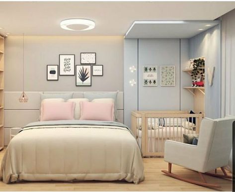 Bedroom With Baby Sharing Ideas, Bedroom And Nursery Combo, Creative Nursery, Small Room Nursery, Modern Crib, Cozy Nursery, Parents Room, Baby Room Inspiration, Shared Bedrooms