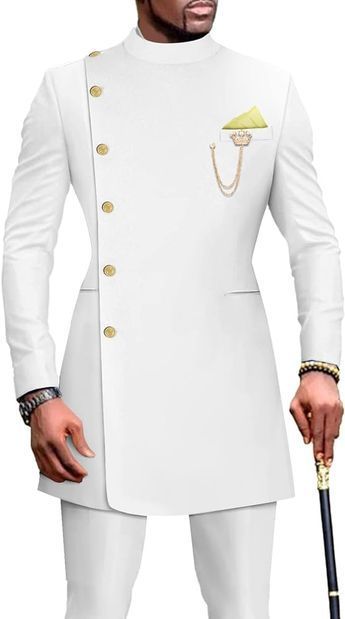 African Suits for Men Single Breasted Blazer and Pants 2 Piece Set Dashiki Outfits Ankara Attire for Wedding White Small at Amazon Men’s Clothing store Attire For Wedding, African Suits, African Male Suits, Men African Fashion, Man Dress Design, Latest African Wear For Men, Dashiki Outfit, African Wear For Men, Dashiki For Men