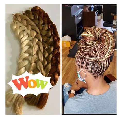 Mixed Colour Braids For Black Women, Black And Gold Braids, Braids Mixed Color, Mixed Colour Braids, 3 Different Color Box Braids, Mixing Braiding Hair Colors, Gold Braids, Ombre Braids, Hair Colors Ideas