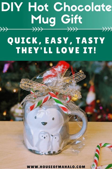 Hot chocolate is made for cold winter evenings, so why not treat someone special to this DIY hot chocolate mug gift? Here's how to make one. | DIY Gifts | Easy DIY Gifts | Homemade Gifts | Easy Homemade Gifts | Hot Chocolate Gift | Hot Chocolate Mug Gift Christmas Crafts Hot Chocolate Diy Gifts, Christmas Mugs Gifts, Retirement Crafts, Hot Chocolate Mug Gift, Diy Christmas Mugs, Hot Cocoa Gift, Diy Hot Chocolate, Easy Homemade Gifts, Gifts Homemade