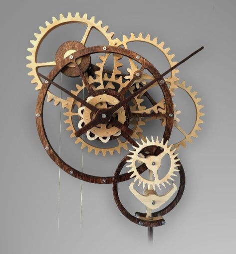 15 Unique Mechanical Clocks With Images Wooden Clock Plans, Wooden Gear Clock, Clock Gears, Wooden Gears, Gear Clock, Mechanical Clock, Cool Clocks, Kinetic Art, Wall Clock Design