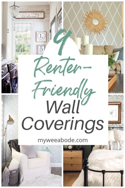 Want a temporary, renter friendly accent wall solution for your apartment, rental home, or dorm room? These 9 temporary wall covering ideas will help inspire you to add your own style to your home! #myweeabode #renterfriendly #apartmentlife #rentersolutions Small Statement Wall, Cheap Wall Covering, Temporary Wall Covering, Renter Friendly Wall, Renter Friendly Decorating, Renter Friendly Wallpaper, Faux Walls, Apartment Walls, Diy Accent Wall