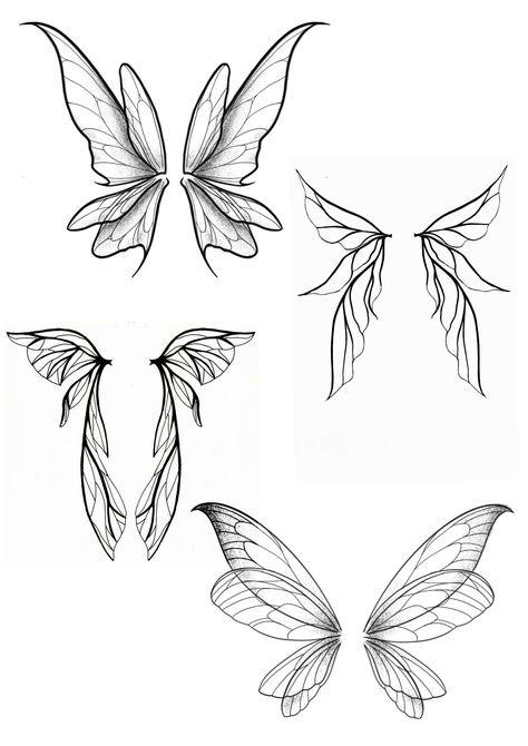 Fairy Wings Reference Drawing, How To Draw Fairy Wings Step By Step, Butterfly Fairy Wings Drawing, Leaf Wings Drawing, Matching Fairy Wing Tattoos, Small Wing Back Tattoo, Fairy Wing Ideas, Tattered Wings Tattoo, Fairy Wing Tattoo Behind Ear