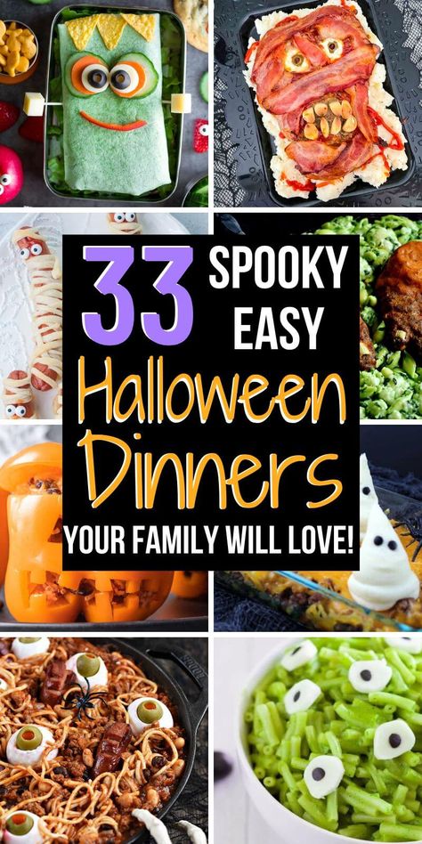 Easy Halloween Dinner, Spooky Halloween Dinner, Halloween Kostüm Baby, Halloween Dinners, Cute Halloween Food, Halloween Dinner Ideas, Halloween Costumes Teenage Girl, Halloween Potluck, Spooky Dinner