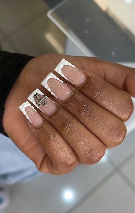 Crocodile French Tips, Croc Nails, White Crocodile, Tapered Square Nails, Drip Nails, Colored Acrylic Nails, Girly Acrylic Nails, French Tip Acrylic Nails, Vibrant Nails