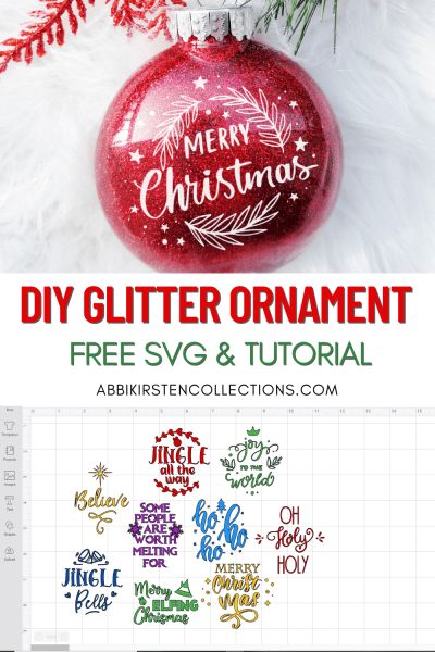 DIY Glitter Ornaments with FREE Christmas SVG cut files for Cricut. Natal, Christmas Ornaments With Vinyl, Diy Glitter Ornaments, Christmas Ball Ornaments Diy, Christmas Glitter Ornaments, Advent Calendar Diy, Cricut Ornaments, Clear Plastic Ornaments, Glitter Ornaments Diy