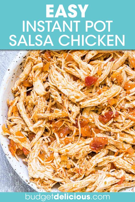 Instant Pot Salsa Chicken is the easiest Instant Pot recipe you will ever make! All you need is 2 ingredients - salsa and chicken - to have a flavorful meal in less than 20 minutes. This salsa chicken Instant Pot recipe is great for tacos, enchiladas, burritos, soups, and salads. Quick-cooking Mexican-style chicken is ideal for meal prep and perfect for busy weeknights. Click through to get this awesome Instapot Salsa Chicken recipe!! #instantpot #shreddedchicken #salsachicken #mexicanchicken Instapot Salsa Chicken, Instapot Salsa, Pulled Chicken Instant Pot, Salsa Chicken Instant Pot, Chicken Instant Pot Recipe, Instant Pot Salsa Chicken, Instant Pot Salsa, Salsa Chicken Recipe, Quick Salsa