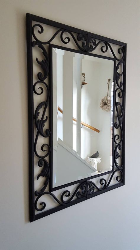 Wrought Iron Mirror Frame, Wrought Iron Mirror, Rustic Metal Decor, Exterior Door Designs, Indian Room Decor, Exterior Wall Design, Steel Gate Design, Wrought Iron Design, Wrought Iron Decor