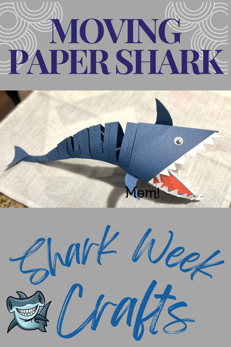 Whether preparing for shark week or studying ocean life, this moving paper shark is as much fun to make as it is to play with after! #sharkweek Recycled Ocean Animal Crafts, Kids After School Activities, Layers Of The Ocean Craft, Shark Puppet Craft, Shark Projects For Kids, Shark Kids Crafts, Shark Stem Activities For Kids, Shark Activity For Kids, Shark Art Projects For Kids