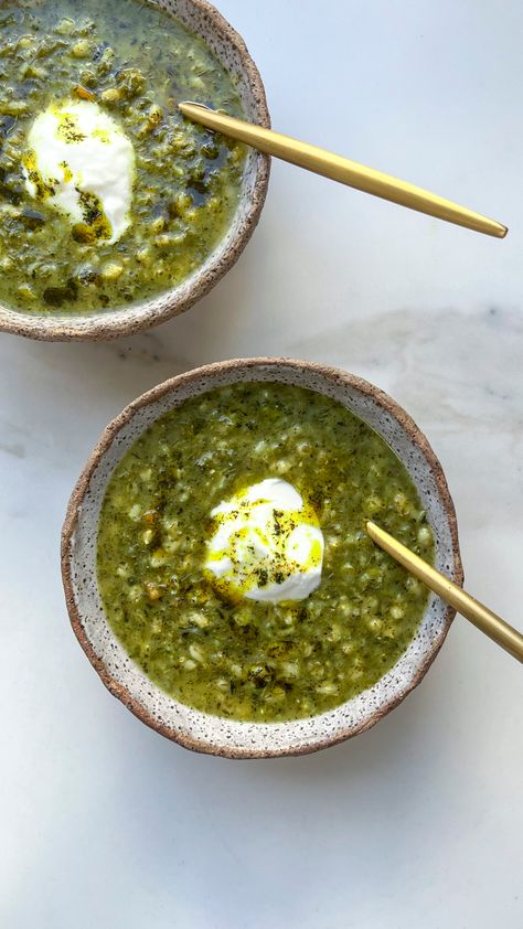 Soup With Barley, Food Polls, Summer Wellness, Herb Soup, Iranian Cuisine, Spring Food, Persian Cuisine, Barley Soup, Herb Seasoning