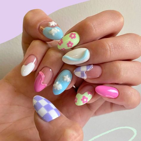 3d Nail Designs, 3d Nail Art Designs, Pastel Cupcakes, Body Decoration, Korean Nail Art, Hippie Nails, Colorful Nail, Colorful Nails, Cute Nail Art