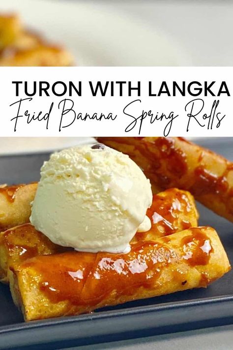 Turon with Langka Recipe Turon With Langka, Turon Recipe, Banana Spring Rolls, Ripe Jackfruit, Filipino Snacks, Fried Bananas, Egg Roll Wrappers, Popular Snacks, Filipino Desserts