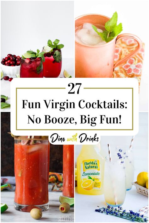 Collage of 4 fun virgin cocktails. Best Virgin Cocktails, Virgin Summer Drinks, Virgin Cocktail Recipes, Floral Drink, Virgin Cocktails, Virgin Drinks, Soda Bar, The Hangover, Not In The Mood