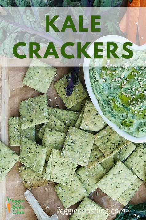 Have you ever made your own crackers? It's a fun activity and yields a delicious result! This recipe is very versatile, swap kale for another veggie such as carrots or beets! Beet Crackers Recipe, Kale Baby Food Recipes, Beet Crackers, Kale Bread, What To Do With Kale, Baby Kale Recipes, Kale Snacks, Skillet Pork Chop Recipes, Veggie Crackers