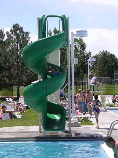 Inground Pool Slides, Above Ground Pool Slide, Swimming Pool Slides, Pools Ideas, Living Pool, Swimming Pool House, Pool Slide, Waterfalls Backyard, Pool Waterfall