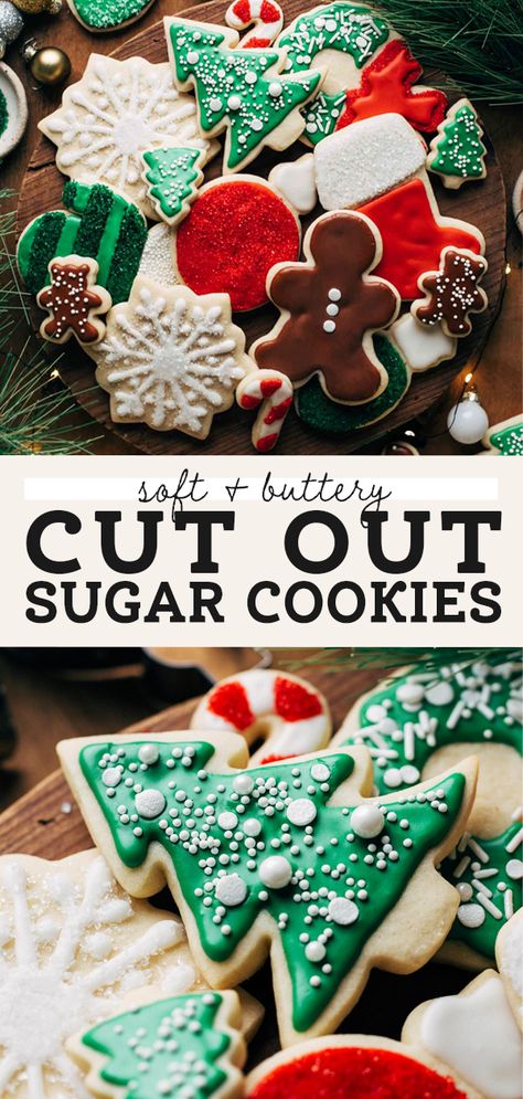 Buttery Cutout Cookies, Sugar Cut Out Cookie Recipe, Easy Sugar Cookie Recipe, Cut Out Sugar Cookies, Christmas Sugar Cookie Recipe, Christmas Cutout Cookies, Soft Sugar Cookie Recipe, Buttery Sugar Cookies, Cut Out Sugar