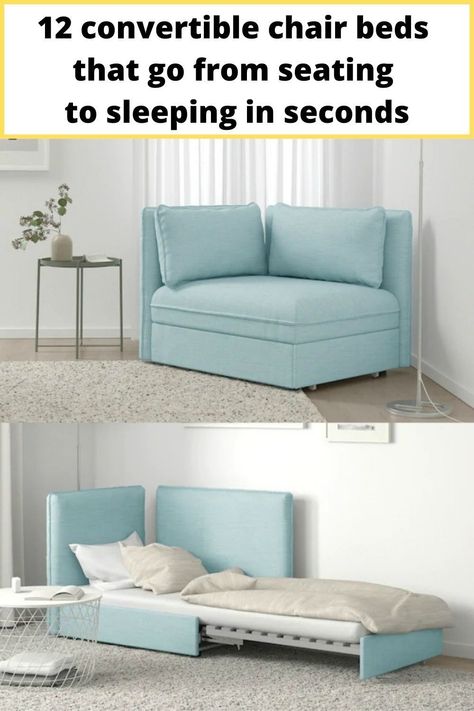 Convertible Chairs To Bed, Sleeping Chair Small Spaces, Chair That Becomes A Bed, Ikea Chair Bed, Sleeper Chair Bed Office, Sleeping Ideas For Small Spaces, Chair Converts To Twin Bed, Sleep Chair Beds, Chair Converts To Bed